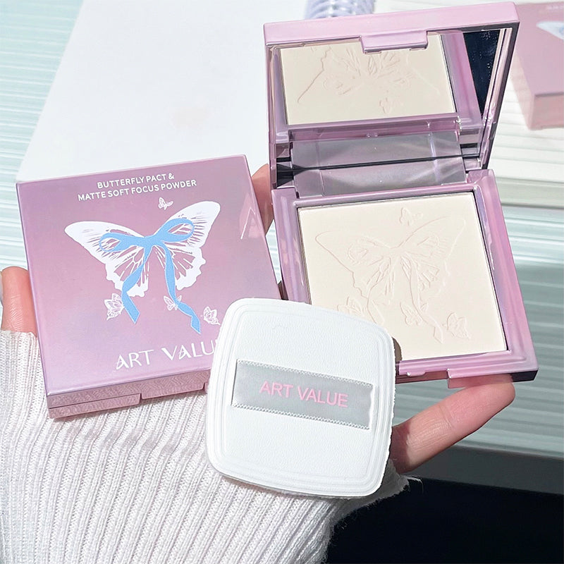 Art Value Butterfly Matte Soft Focus Pressed Powder for Setting and Touch-up Light and Long-lasting