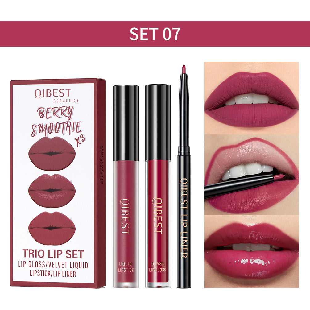3pcs Matte Liquid Lipstick+Lip Liner Set Lip Glaze Makeup Nude Black Red Velvet Lip Gloss Long Lasting Cosmetics Kits