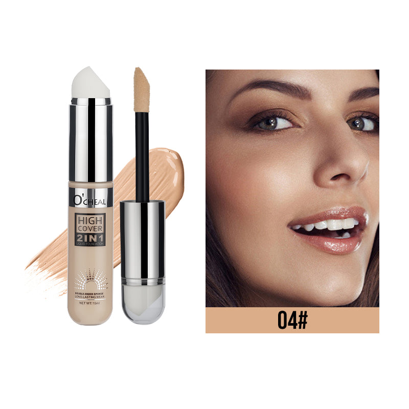 High Coverage 2in1 Liquid Foundation Concealer Cream For Dark Circles Acne Waterproof Long Lasting Natural Makeup Cosmetics