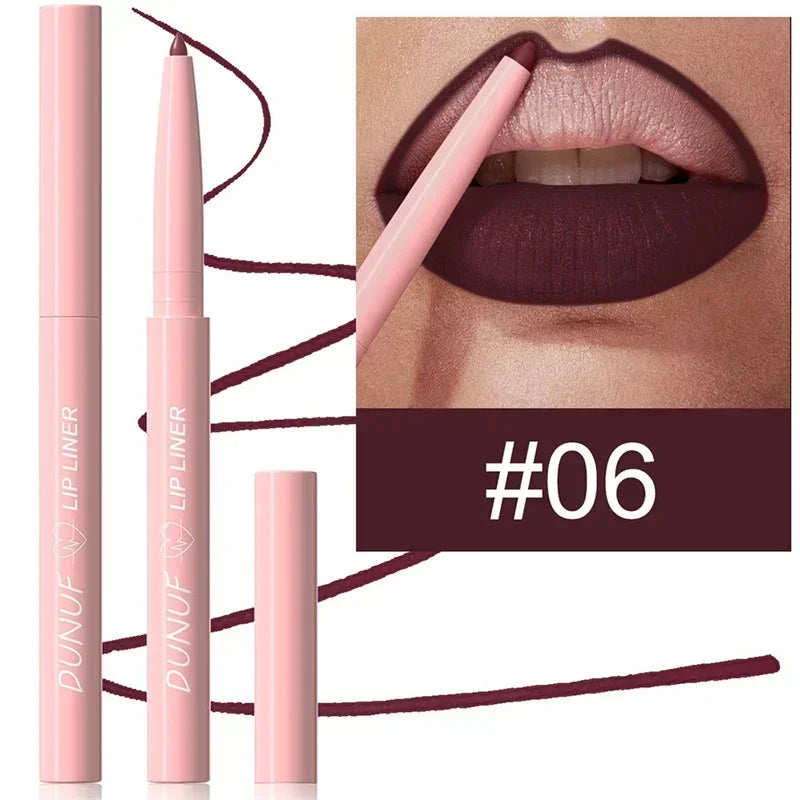 Waterproof Matte Lipliner Pencil Red Contour Tint Lipstick Long Lasting Non-stick Cup Moisturising Lips Makeup