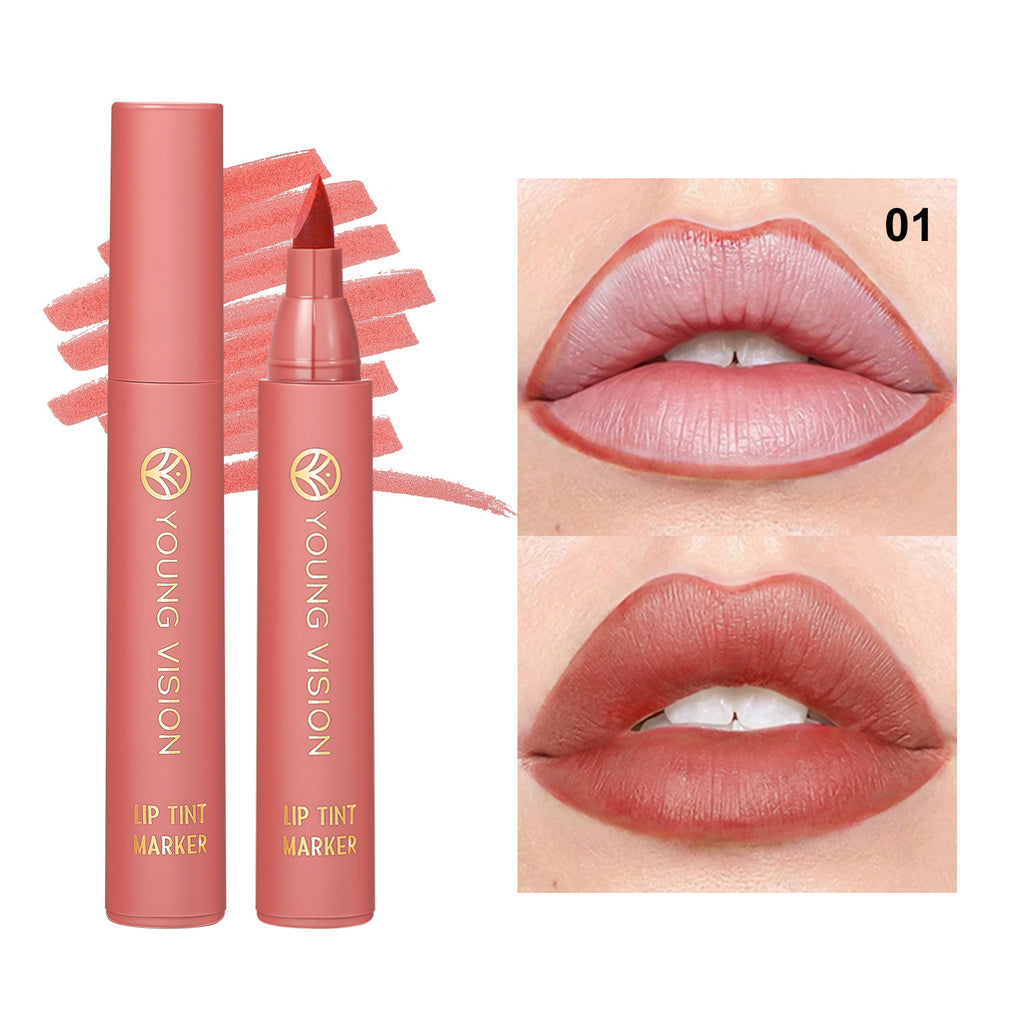 Matte Lipstick Lip Dye Pen Lipliner Waterproof Lasting Sexy Matte Lip Liner Contour Pen Lipgloss Makeup Non-Stick Cup Cosmetics