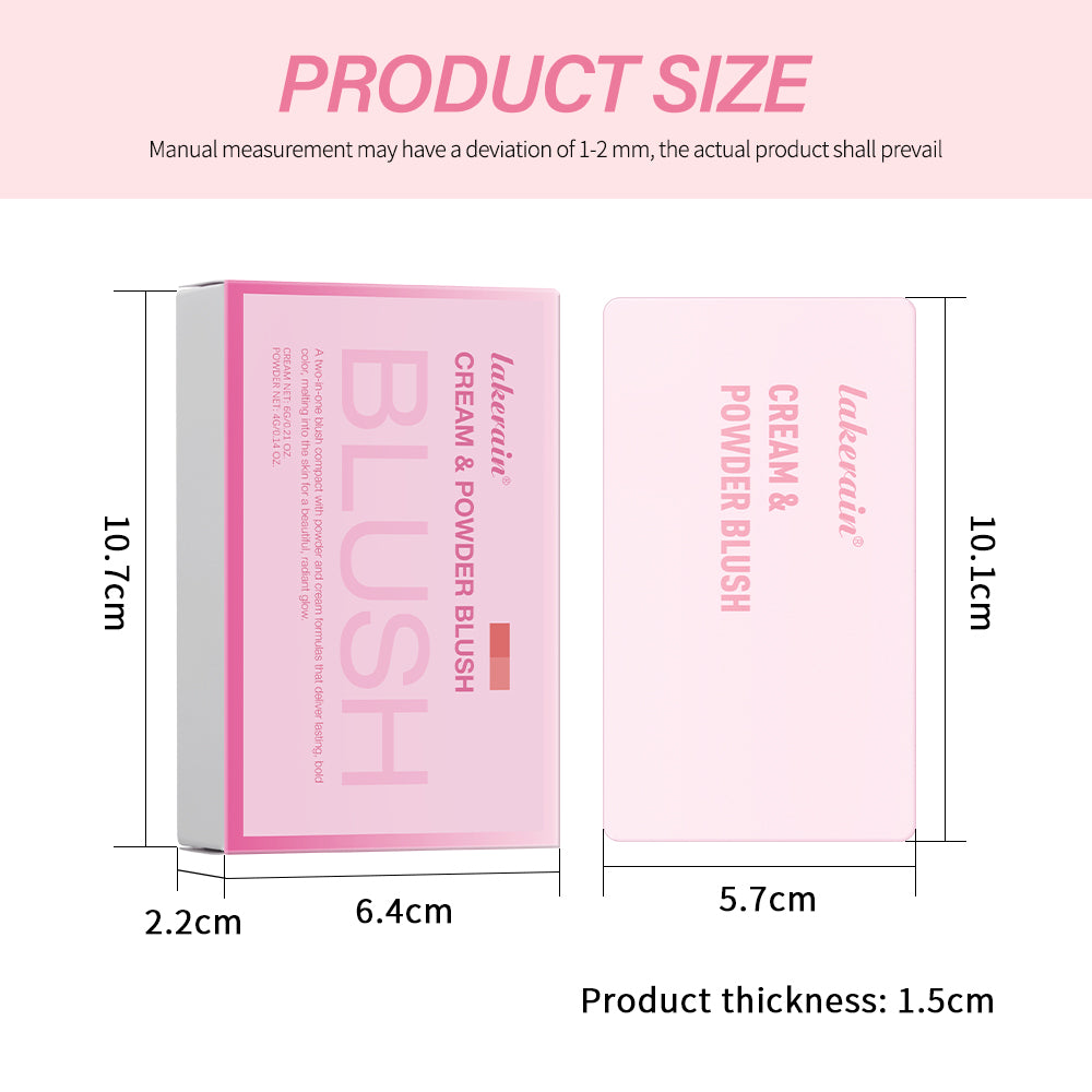 Creme & Powder Blush Duo Long Wearing Matte & Dewy Finish High Pigment Pink Candy Peach Blush Palette Vibrant Orange Red Blush