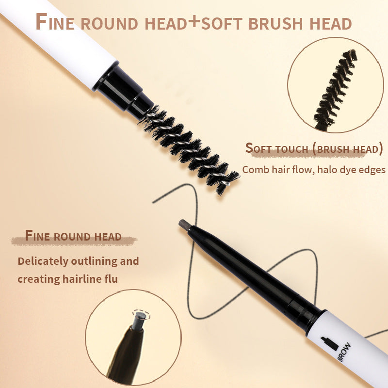Double Head Fine Tube Eyebrow Pencil High Pigment Waterproof Not Easy To Fade Suitable For Beginners Eye Cosmetics
