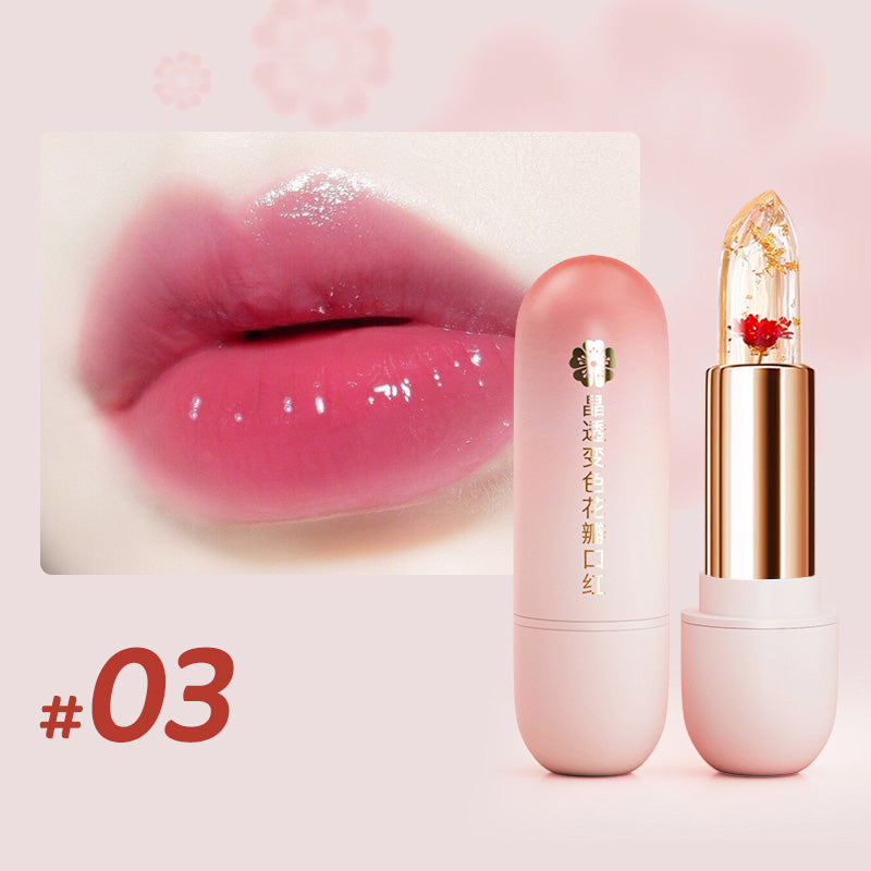 Blue Rose Petal Lip Balm Color-changing Jelly Lipstick Hydrating Non-Sticky Crystal Flower Lip Stain Makeup Skin Care