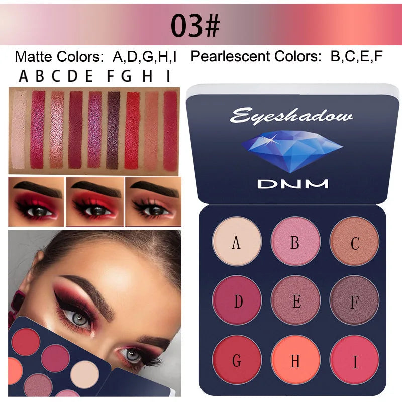 9 Colors Nude Eyeshadow Powder Makeup Palette Matte Shimmer Eye Pigmented Powder Make Up Warm Earth Color Eyeshadow