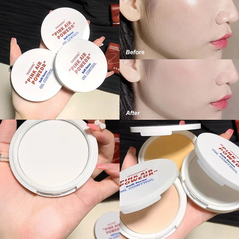 Pressed Powder Transparent White Brighten Oil Control Concealer Lasting Natural Face Makeup Setting Powder Waterproof Cosmetic
