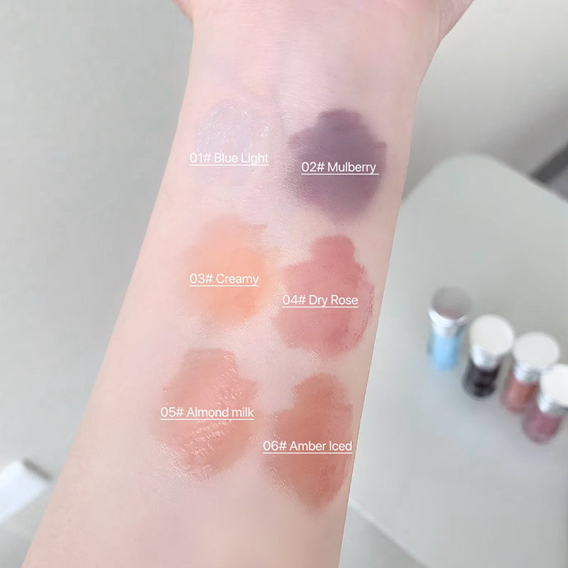 Fashion Shell Lip Gloss Long-lasting Hydrating Jelly Lip Oil Waterproof Non-fading Mirror Shimmer Blue Almond Lip Gloss Cosmetic