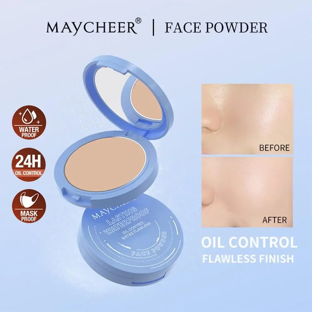 Long-Lasting Waterproof Silk Soft Mist Powder Cake Smooth Pressed Face Powder Oil Control Lady Polvo Texture for Makeup