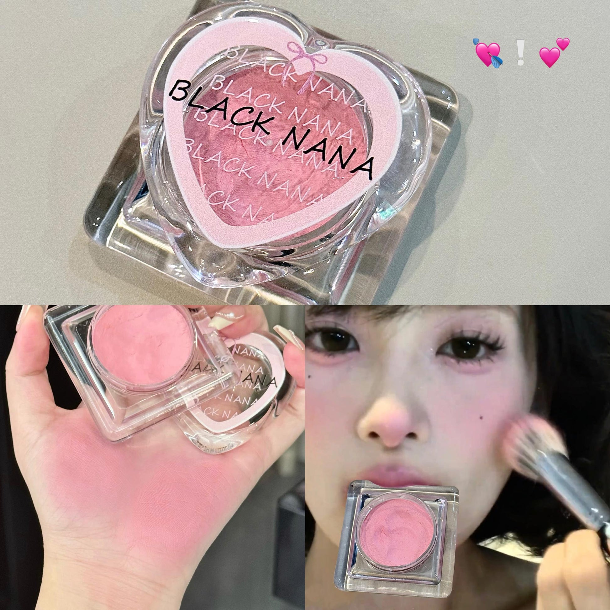 Love Heart Blush Cream  Fine Texture Natural Color Blush Cream for Brightening Special Packaging Design