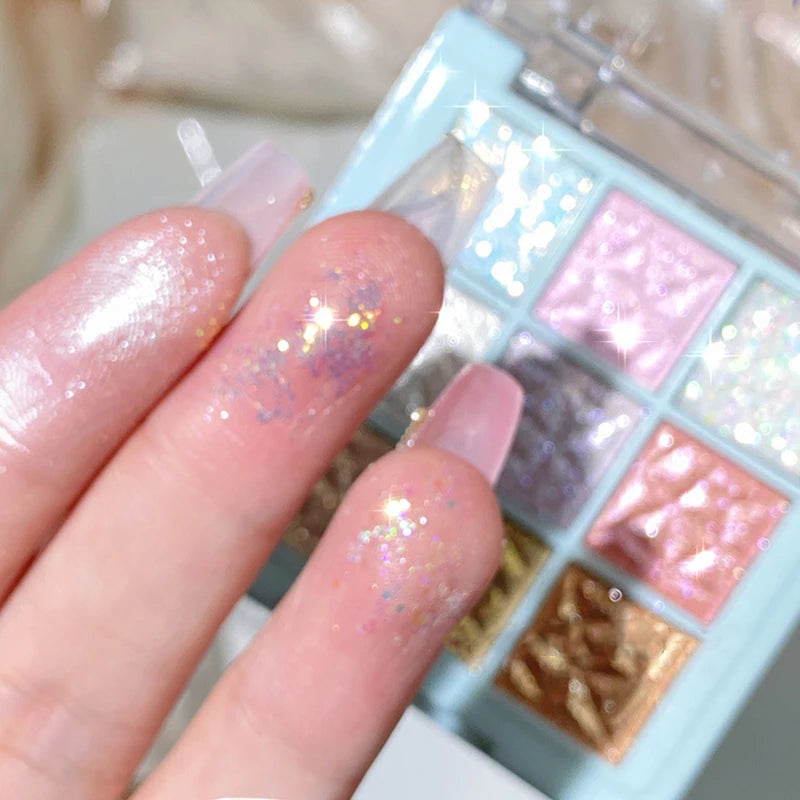9 Colors Glitter Snowflake Eyeshadow Palette Dream Girl Pearly Eye Shadow Matte Matte Highlights Cool Tone Charming Eyes Makeup