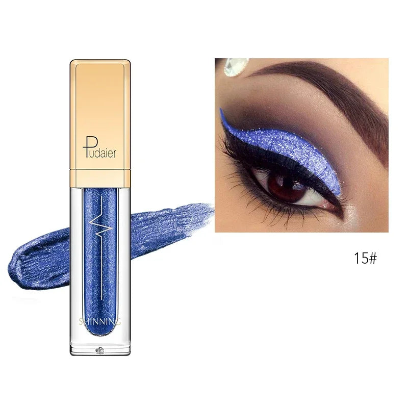New Liquid Eyeshadow Waterproof Glitter Pigments Purple Gold Metalic Women Beauty Gel Eye Shadow Cream 18 Colors Makeup