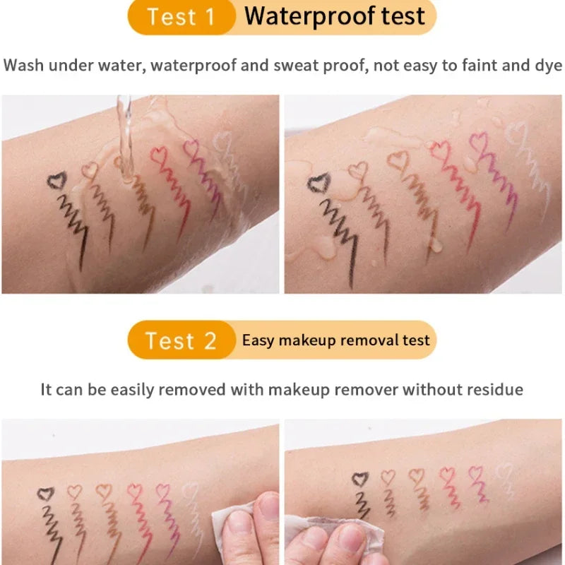 Waterproof Eyeliner Pen White Black Brown Long Lasting Quick-drying Pencil Not Blooming Liquid Eyeliner Gel Eyes Makeup Cosmetic