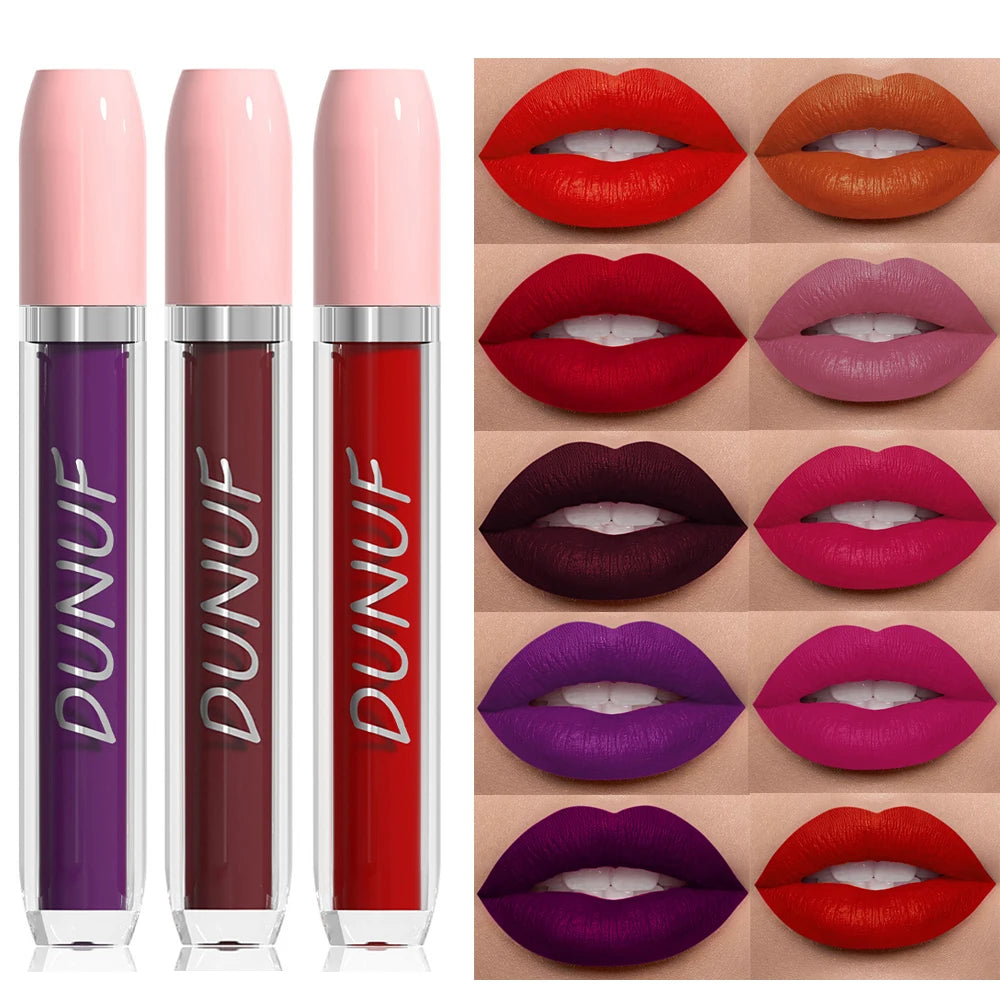 25 Color Velvet Matte  Lip Gloss Lipstick Liquid Waterproof Sexy Red Matte Lip Glaze Non-Stick  Makeup Not Easy To Fade Lip Gloss
