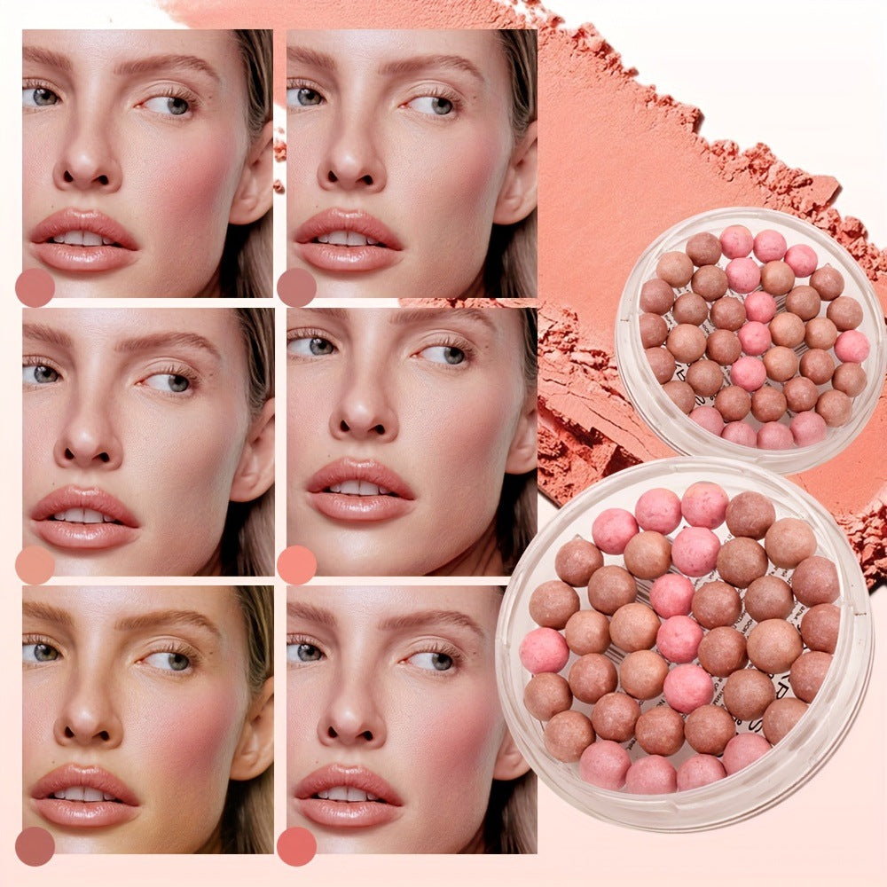 Multi-Tone Powder Blush Pearls with a brush  Water Resistant Natural Finish Face Blush for All Skin Tones  various holiday makeup