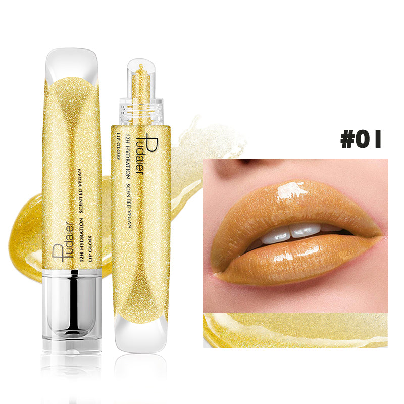 Pudaier mirror liquid lacquer lip gloss pearlescent lip glaze moisturizing lip plumping makeup