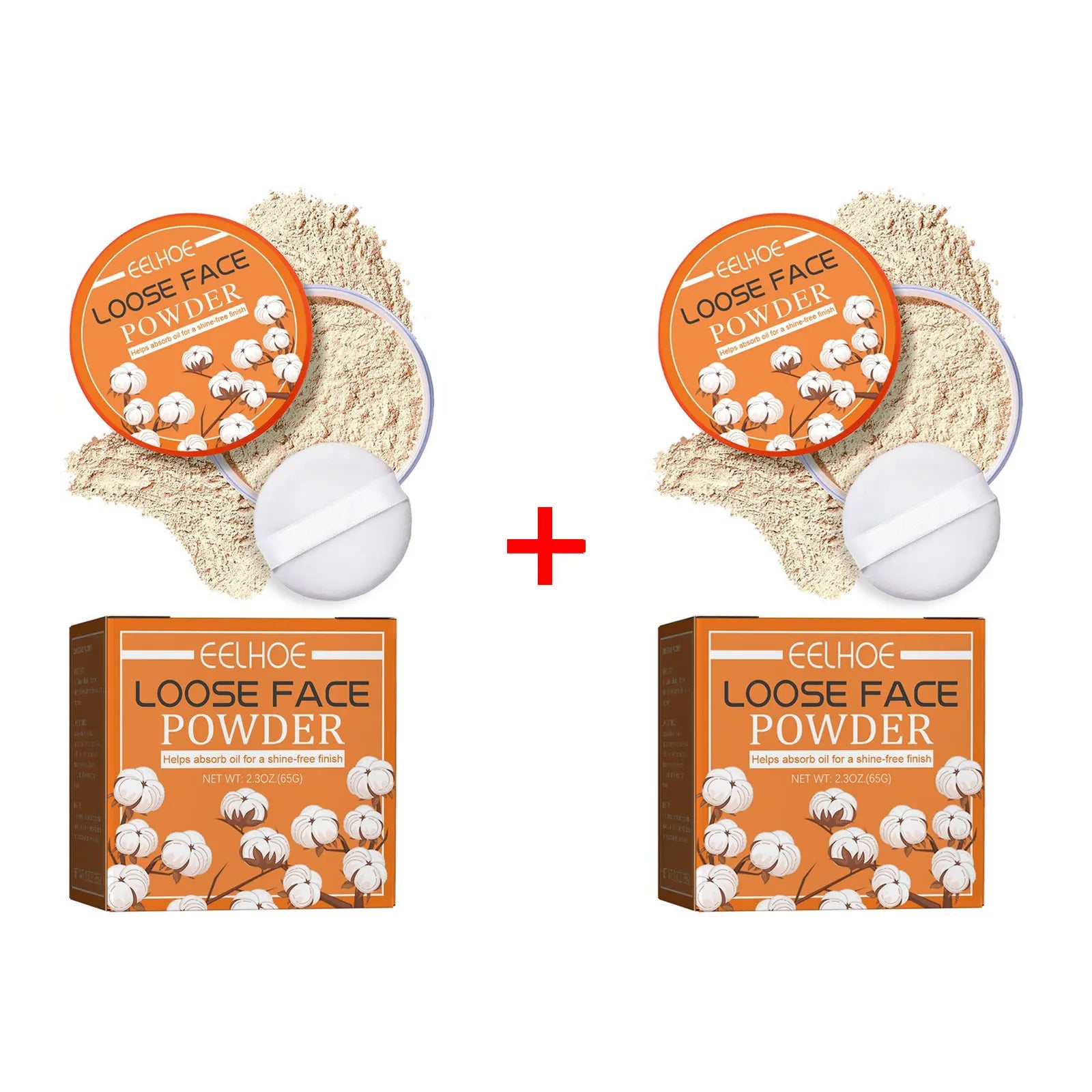 3pcs Face Loose Powder Makeup Waterproof Oil Control Natural Translucent Powder Finish Full Coverage Concealer Foundation Base