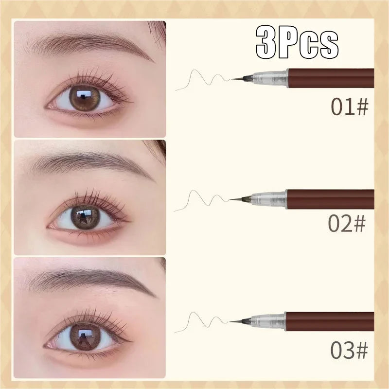 Thin Liquid Eyebrow Pen 0.01mm Waterproof Sweat-Proof Colorfast Easy-To-Draw Brown & Grey Eyebrow Pencil