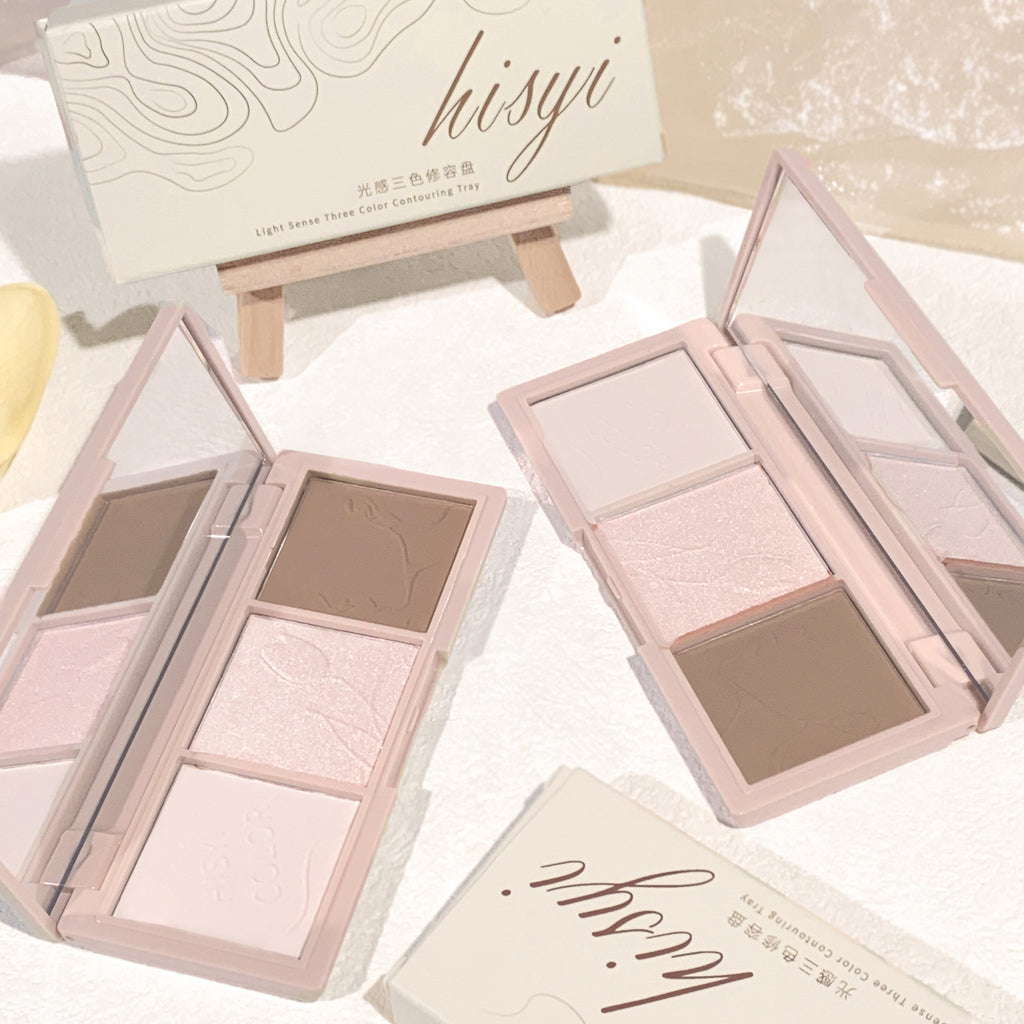 Light Sensation Three-Color Contour Powder, Pearlescent and Matte, 3D Highlight and Shadow Powder, All-in-One Palette