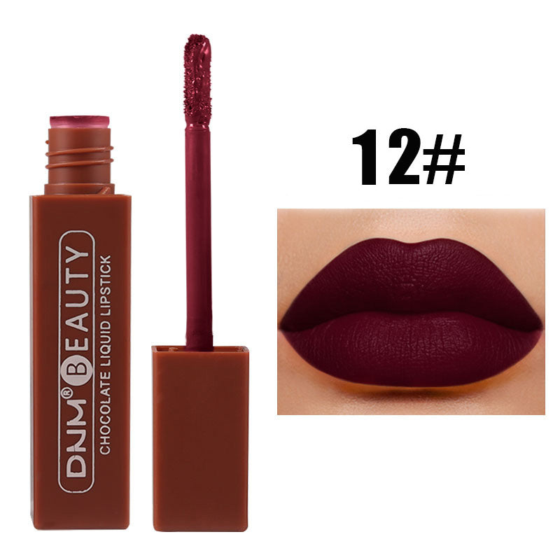 Chocolate Matte Nude Liquid Lipstick Moisture Velvet Dark Red Lip Tint Lasting Non Stain Lipstick Lip Gloss Tint