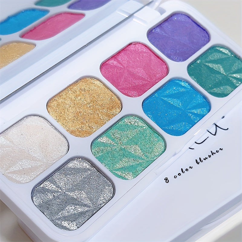 8-Color Glitter Eyeshadow Palette Diamond Shimmer Polarized Eye Makeup 3D Effect High Pigment Long-Lasting  Waterproof