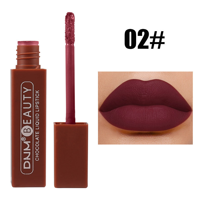 Chocolate Matte Nude Liquid Lipstick Moisture Velvet Dark Red Lip Tint Lasting Non Stain Lipstick Makeup Lip Gloss Tint