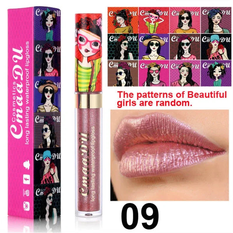 shimmer lip gloss diamond glitter lip tint waterproof long lasting 12 color gold flash liquid lipstick makeup