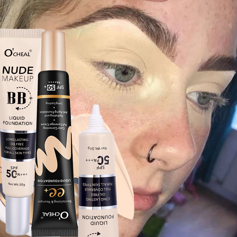 BB Cream Face Full Concealer Brighten Makeup Base CC Cream Longlasting Liquid Foundation Cream for Waterproof Face High Coverage