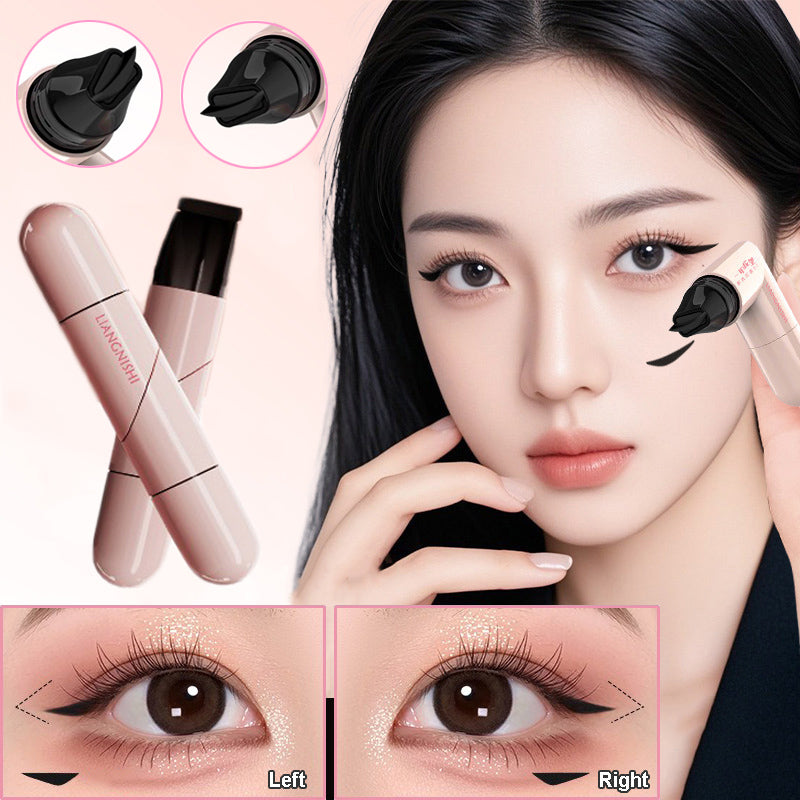 Rotate Eyeliner Stamp Integrated Black Brown Dual-Tip DIY Eyeliner Wing Stencil Waterproof Smudge-Proof Longwear Liquid Pen