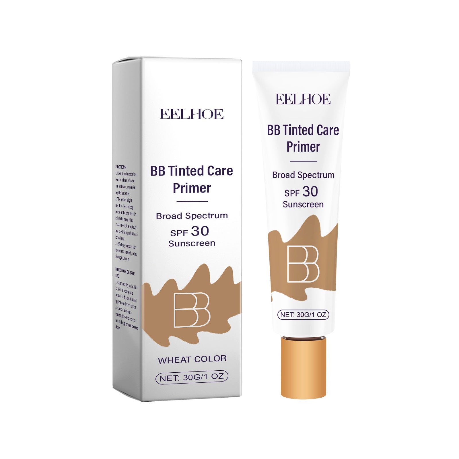 Tinted BB Cream with SPF 30 Full Coverage Nude Makeup Facial Foundation Waterproof