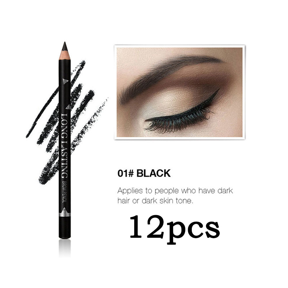 6pcs 3 colors Long Lasting Waterproof Eyebrow Pencils Double Use Wooden Pole Eyeliner Permanent Makeup Tattoo Accessories
