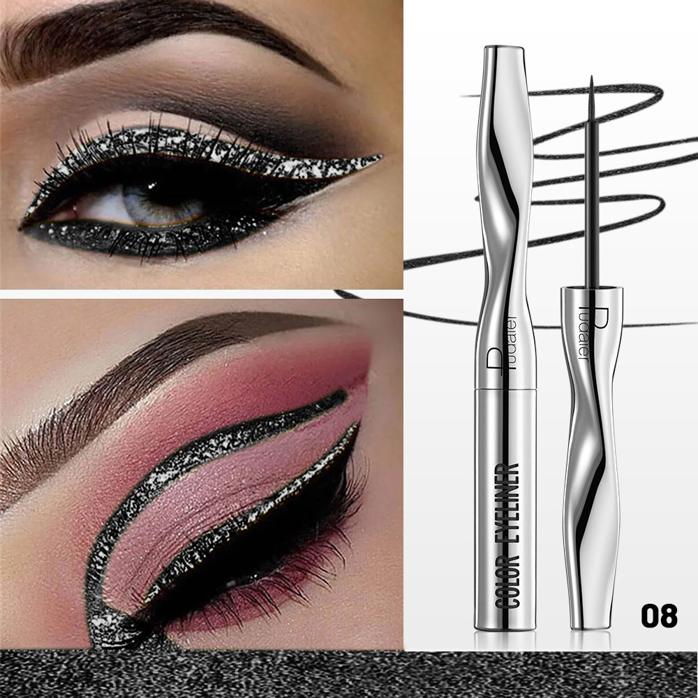 Pearlescent Glitter Powder Eyeliner Liquid Pen   Waterproof Sweat Proof Not Easy to Smudge  Not Caking  Colorful Liquid Eyelin-1