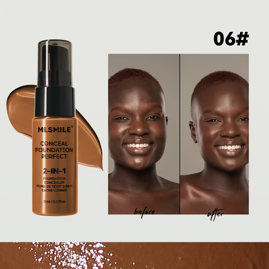 2-In-1 Oil Control Liquid Foundation And Conceal Full Coverage Long Lasting Waterproof  Hydrating And Brightening Concealer