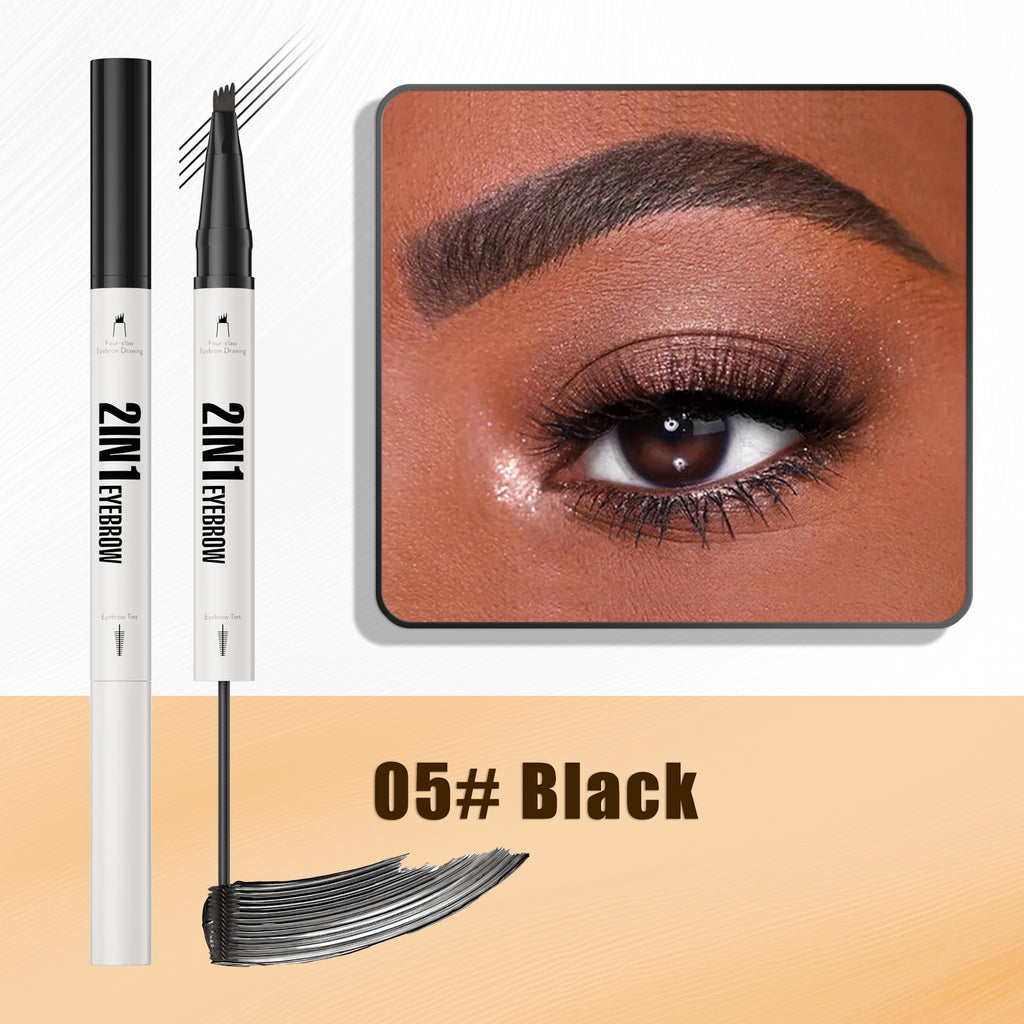 Waterproof Eyebrow Pen 2-in-1 Eyebrow Pencil And Tint Microblading Eyebrow Pencil with 4 Split Head for Perfect Brows