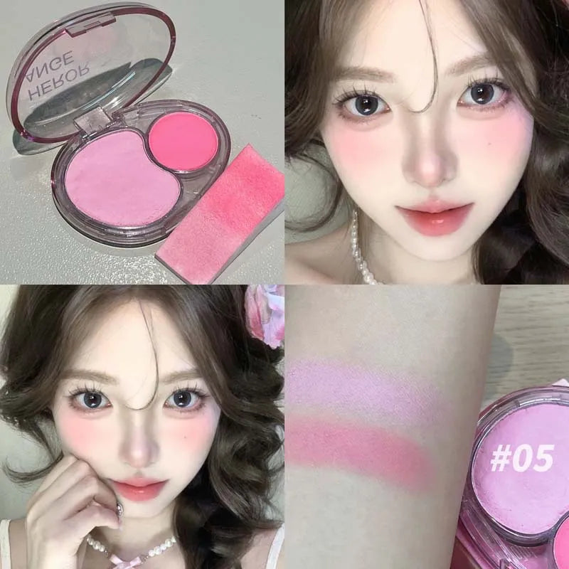 Two-tone Blusher Cream Vibrant Red Pink Cheek & Lip Mud Shrink Expansion Grey Rose Color Natural Nude Brown Makeup Matte Rouge