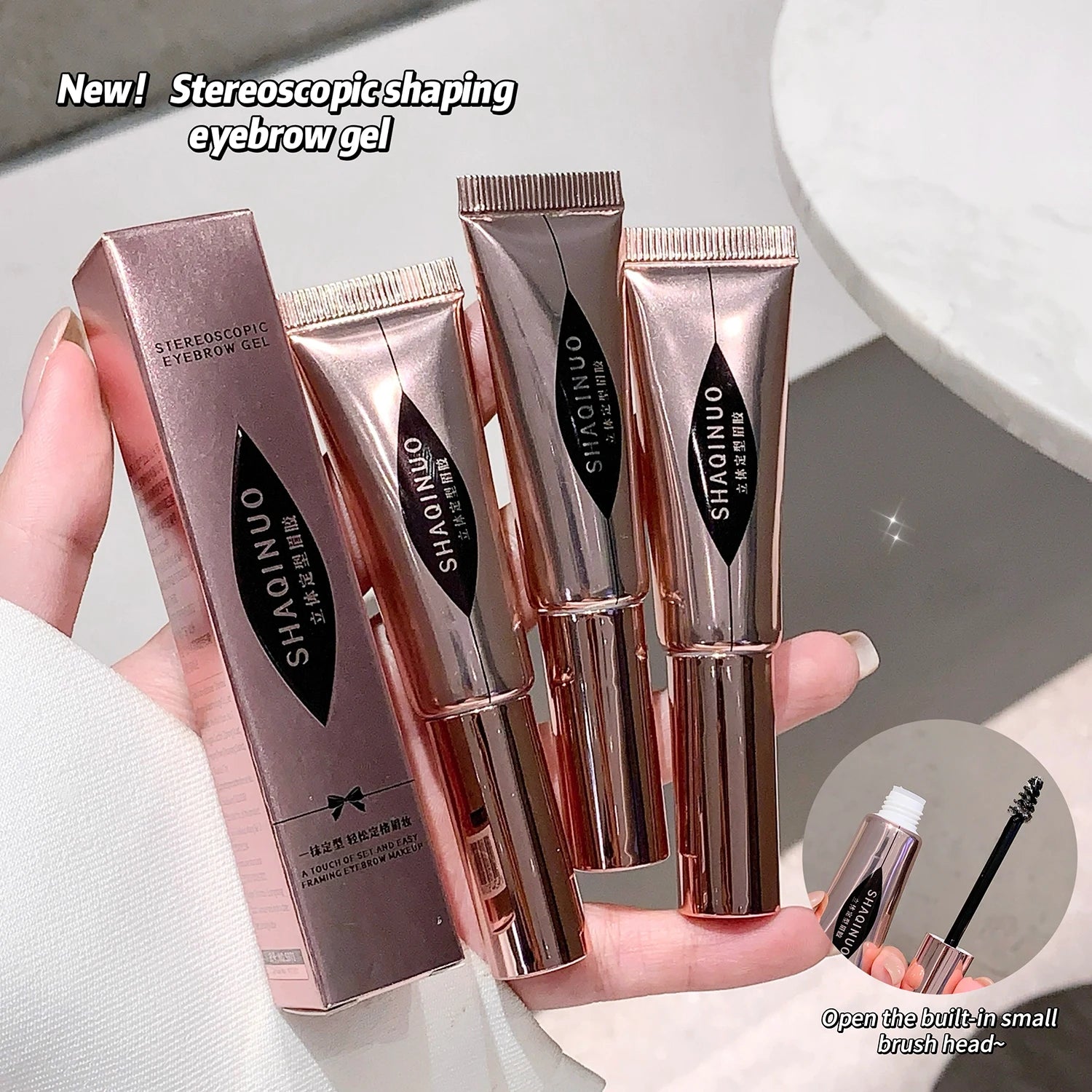 Eyebrow Styling Gel Easy to Shape & Long-Lasting Hold, Small Brush for Effortless Application, Naturally Colored for Al