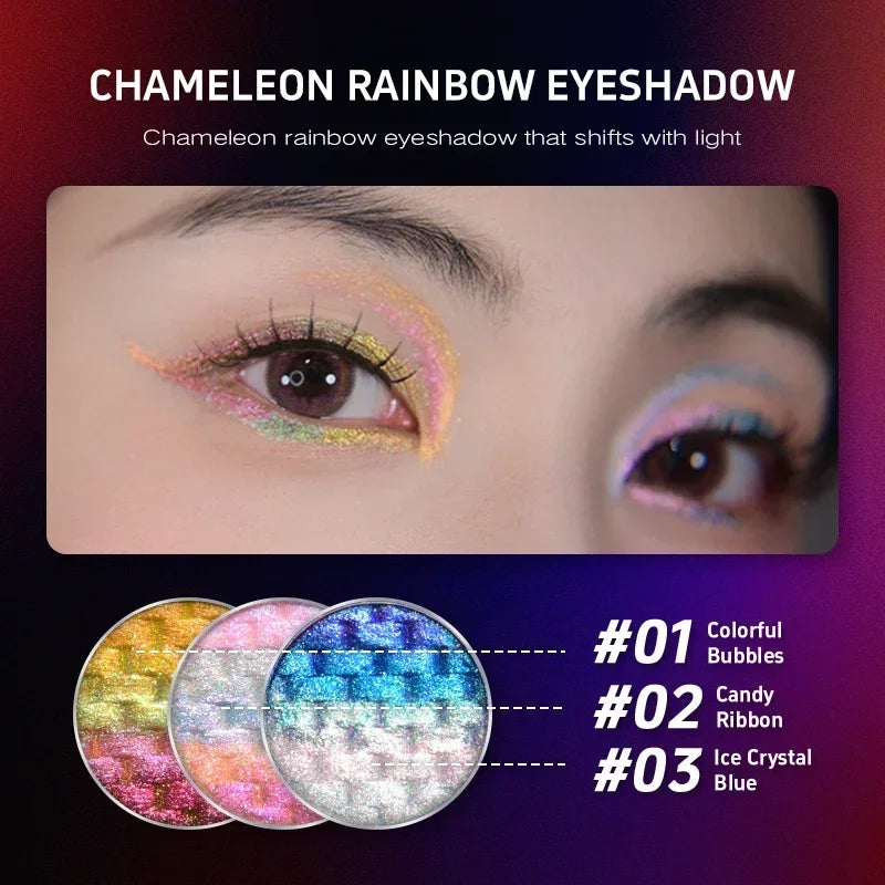 Rainbow Duochrome Eyeshadow New 5 Colors Shimmer Multichrome Long-lasting Eye Shadow Cosmetic Makeup for Women