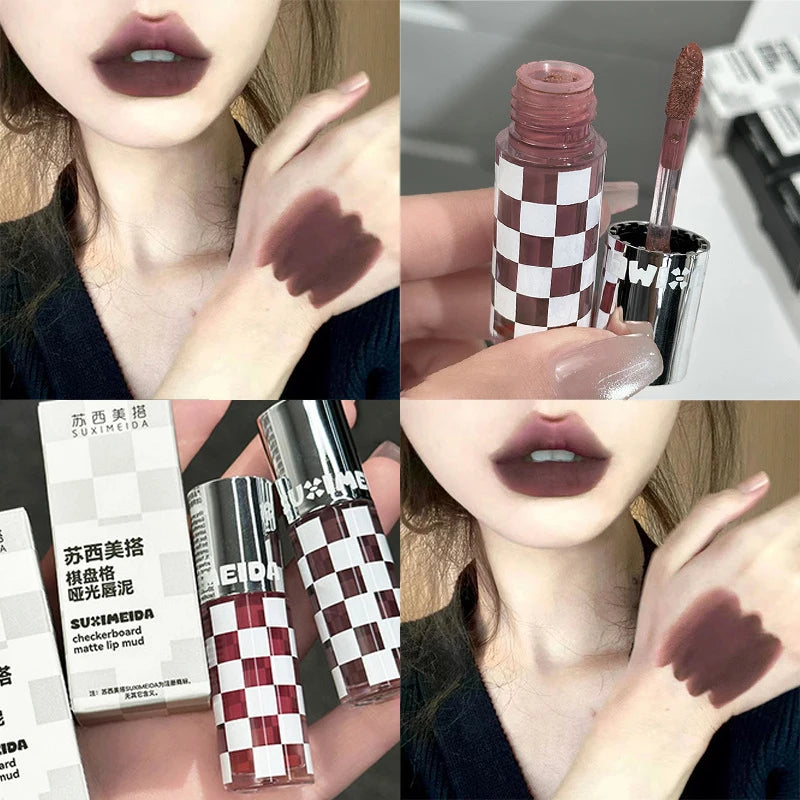 Matte Lipstick Punk Dark Red Lip Gloss Waterproof Lasting Smoky Nude Purple Matte Lipstick Natural Chocolates Lip Tint Makeup