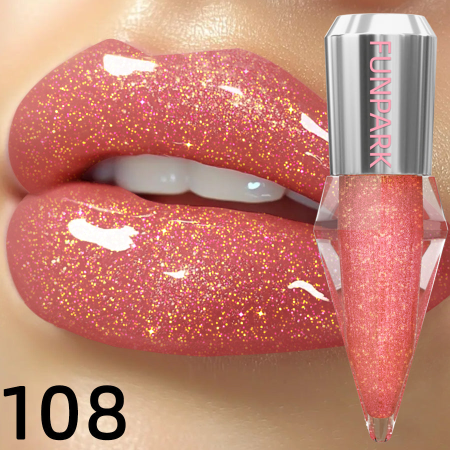 8 Color Glitter Shimmer Lip Gloss Moisturizing Lip Tinted Fuller Lip Effect Diamond Liquid Lipstick Makeup Sexy Lip Care Gifts