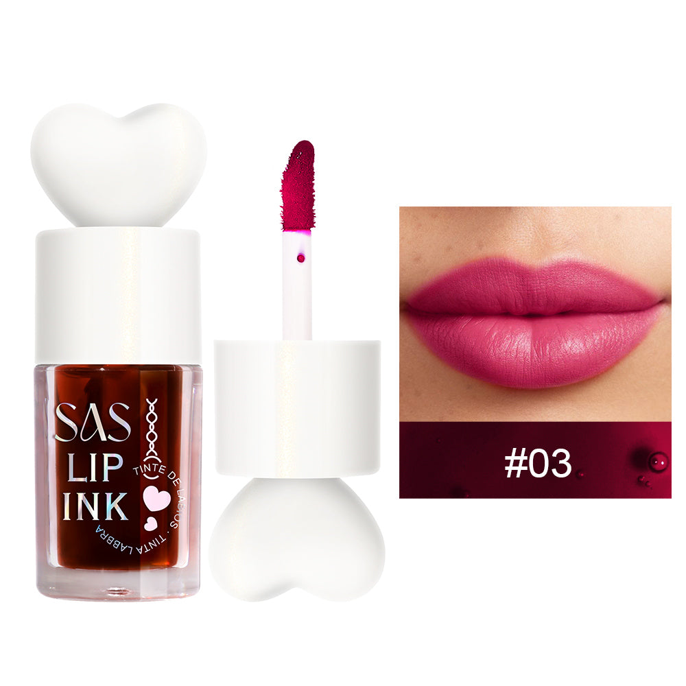 Lip ink  moisturizing  long-lasting waterproof easy to color non-stick cup lip stain  heart shape liquid lipstick