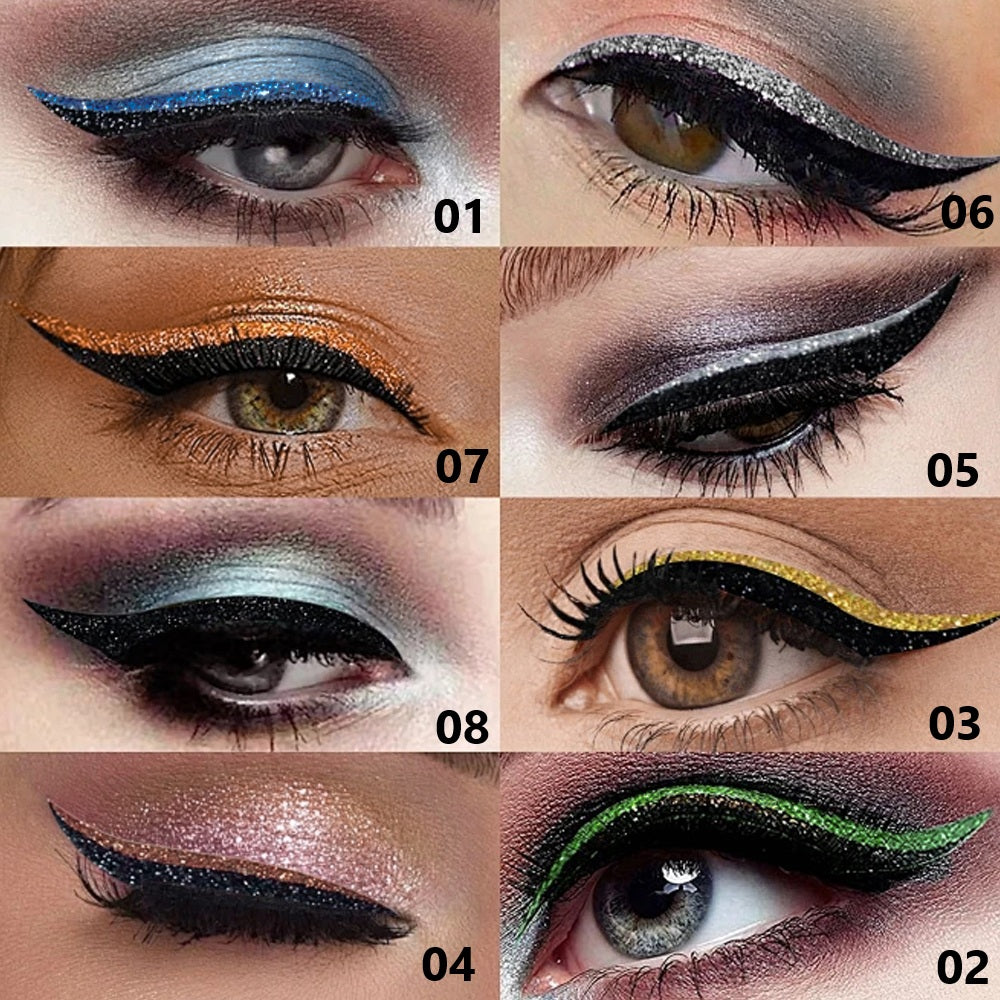Pearlescent Glitter Powder Eyeliner Liquid Pen   Waterproof Sweat Proof Not Easy to Smudge  Not Caking  Colorful Liquid Eyelin-3