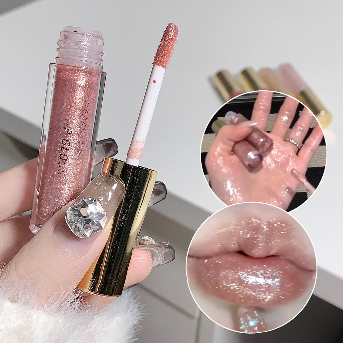 Moisturizing  plump and sparkling lip gloss  water-glossy mirror lip glaze  moisturizing and moisturizing lip oil for pouty lips
