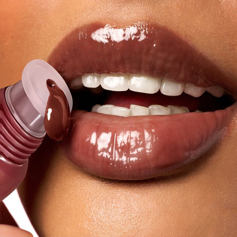 Crystal Dark Brown Mirror Water Lip Gloss Nude Lip Glaze Transparent Glass Oil Waterproof Liquid Lipstick Clear Tint Makeup