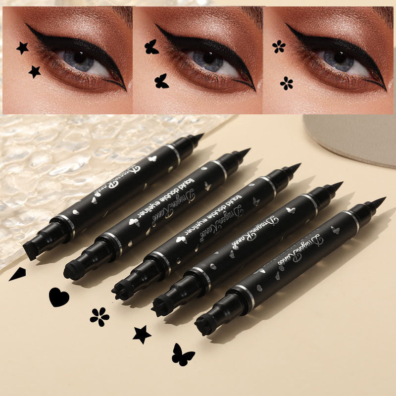 2 IN 1 Butterfly Seal Eyeliner Pen Star Moon Stamp Long-Lasting Waterproof Black Liquid Eye Liner Pencil