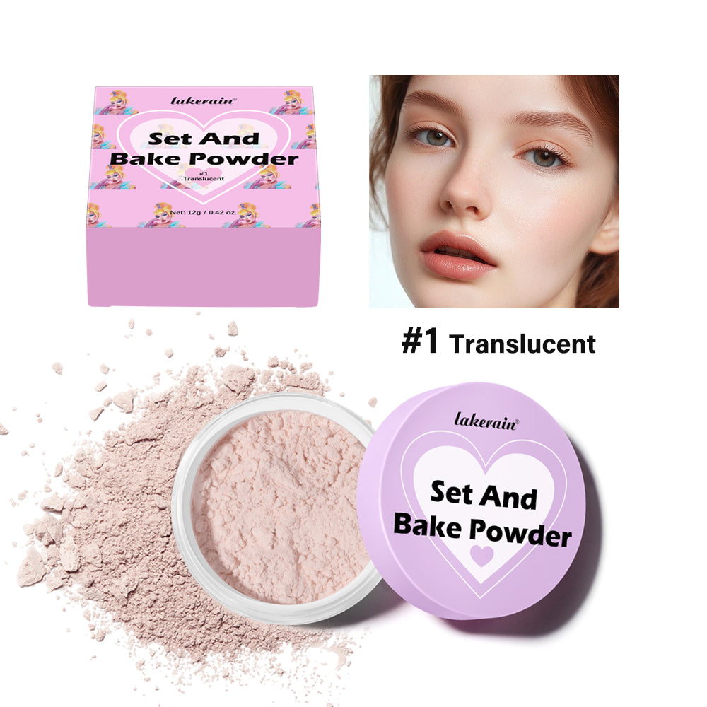Long Lasting Bake Setting Powder and Puff Puff Pass Set 5 Colors Oil-Absorbing Matte Finish Locks Setting Face Cosmetics kimchi