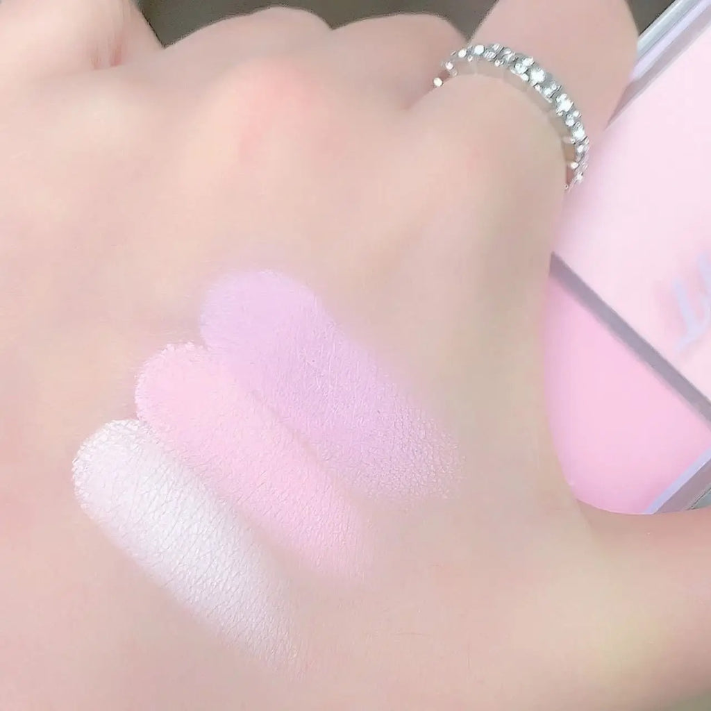 3 Colors Blush Palette Waterproof Pink Taro Purple Matte Blusher Face Makeup with Mashed Potato Texture Highlight Powder Blush