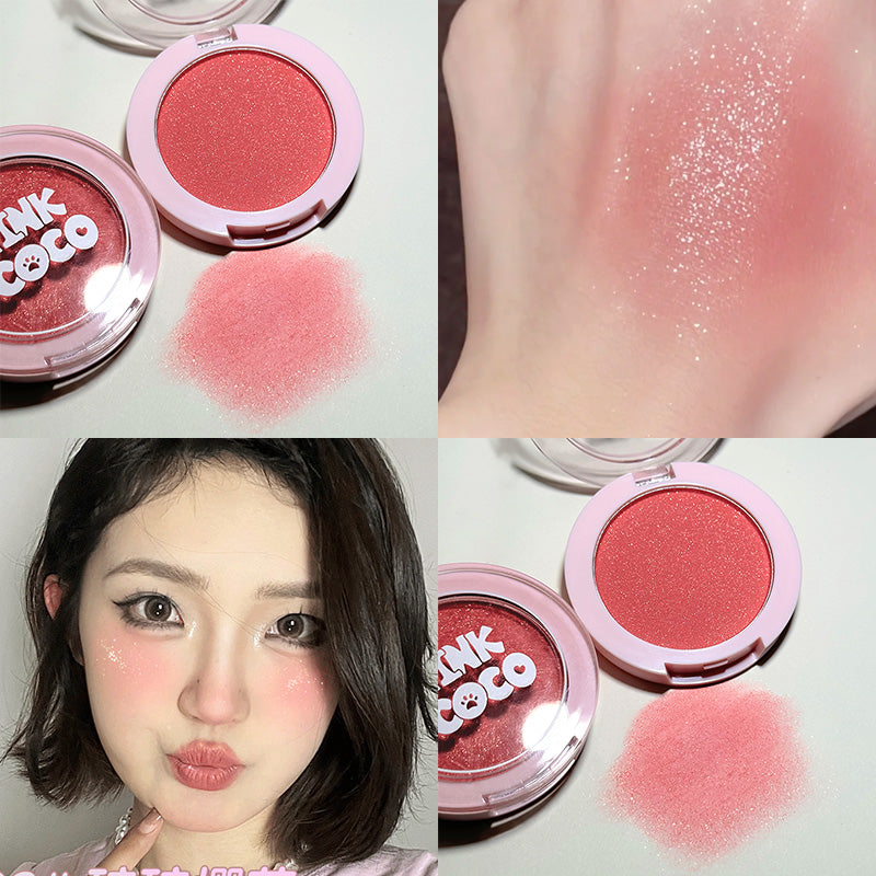 Fine Shimmering Blush Powder Milk Apricot Peach Brightens Natural Matte Highlight Face Glitter Shadow Monochrome Blush Palette