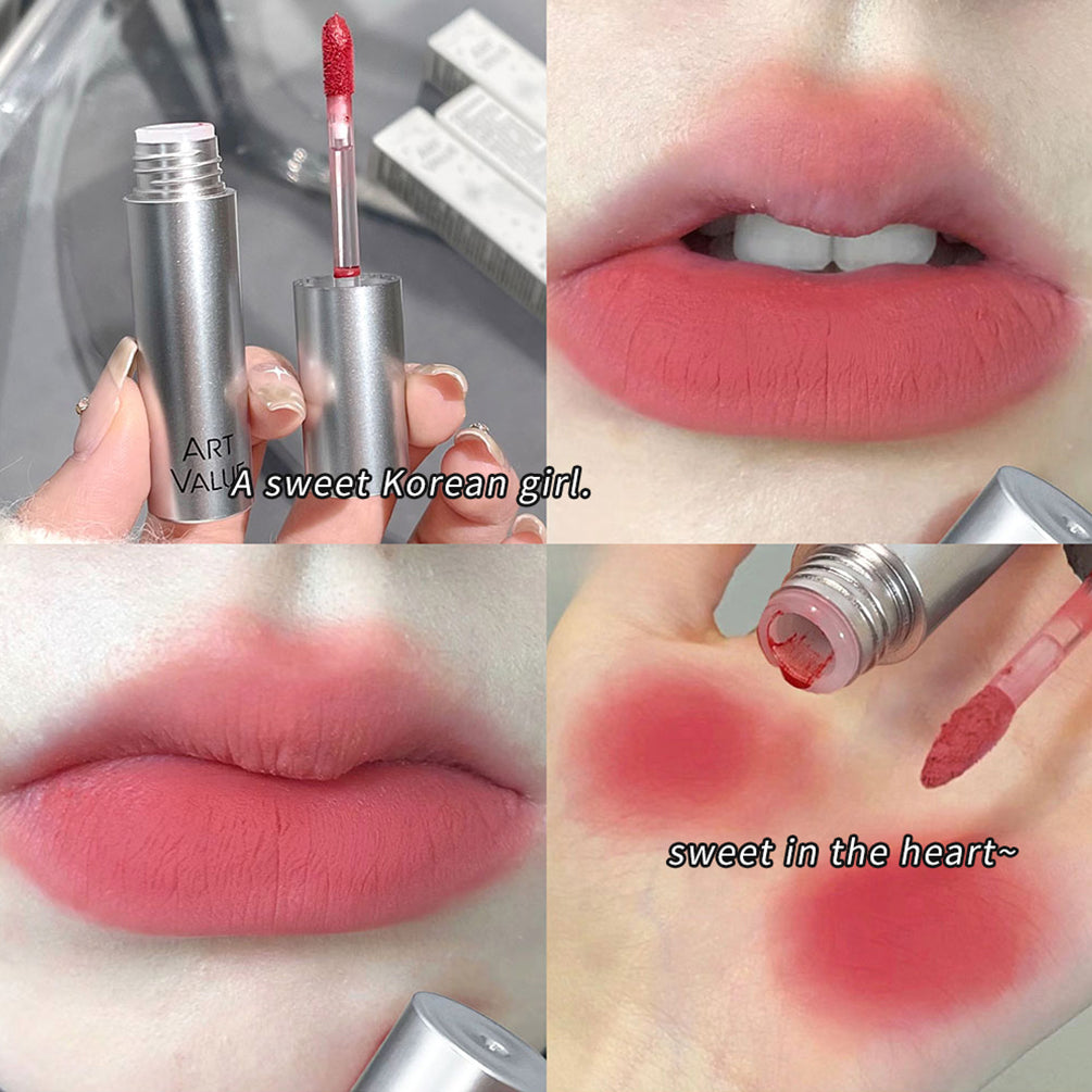 Silver Tube Lip Gloss 6 Colors Nude Matte Lipstick Waterproof Long Lasting Women Red Lip Tint Mud Velvet Lip Glaze Cosmetics