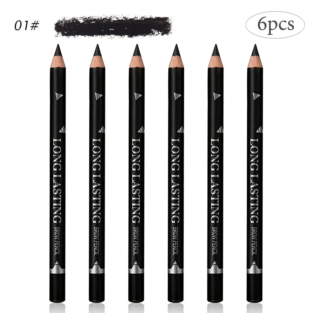 6/12Pcs Eye Brow Pencil Waterproof Professional Women Eye Makeup Pen Easy Color Natural Black Cosmetic Beauty Eyebrow Tool