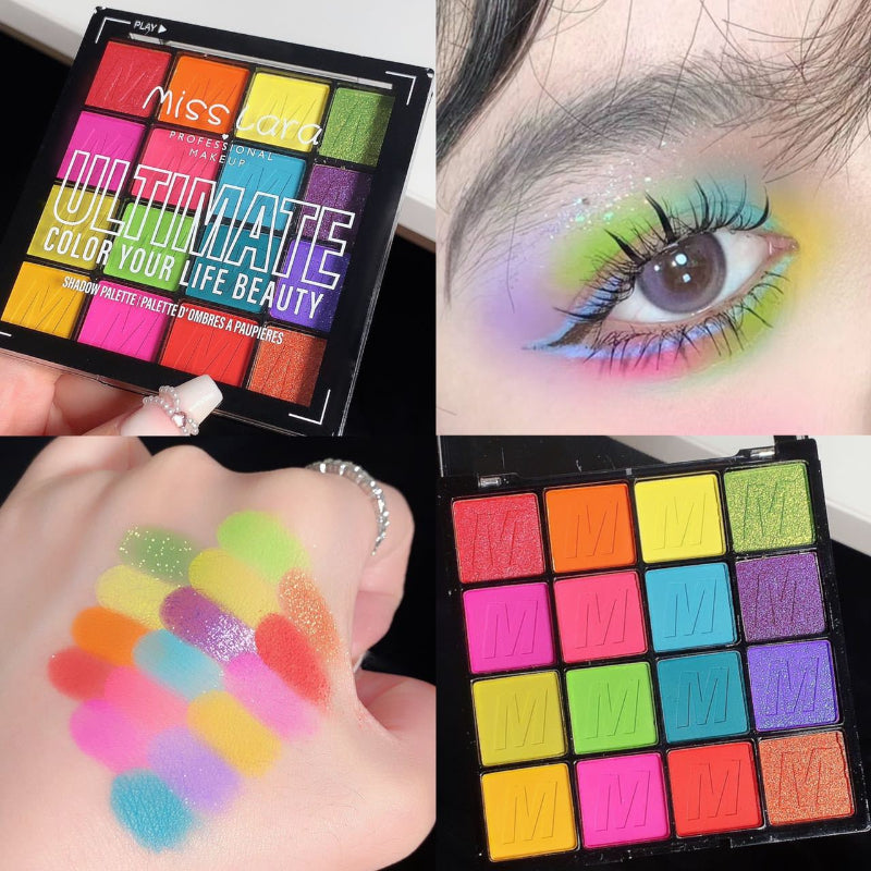 Rich Color Eyeshadow Plate Glitter Pearlescent Eye Shadow 16-color Ultimate Shadow Palette Bright Green Blue Eye Makeup Cosmetic