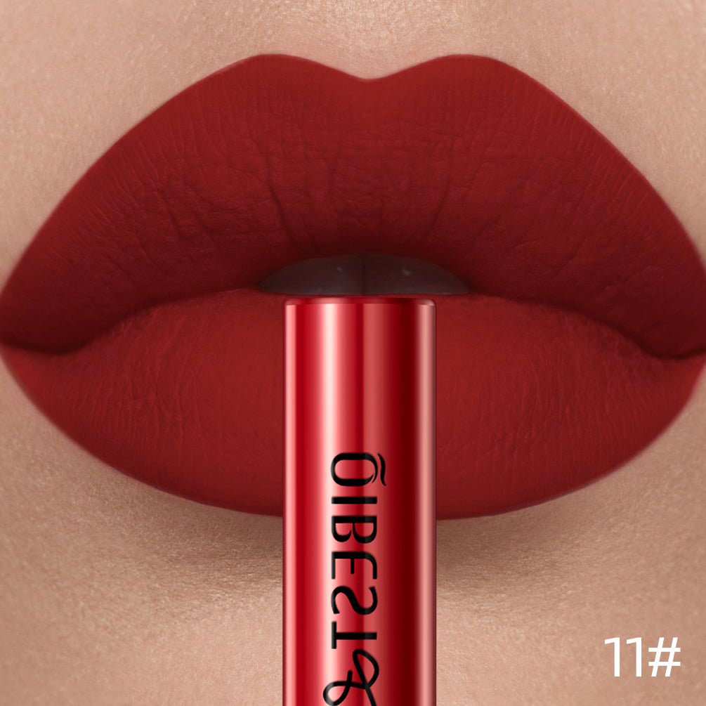 Sexy Red Matte Lip Gloss Long Lasting Velvet Liquid Lipstick Lip Makeup Women Beauty Nonstick Cup Waterproof